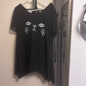 Cat blouse whiskers black